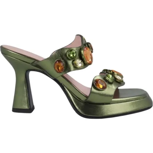 Metallic Grüne Plateau-Sandalette mit Absatz , Damen, Größe: 38 EU - Noa Harmon - Modalova