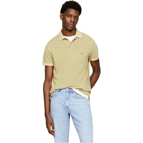 Faded Olive Polo Shirt mit Besticktem Logo , Herren, Größe: L - Tommy Hilfiger - Modalova