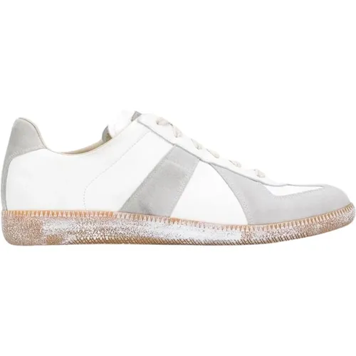 Weiße Sneakers Farbspritzer Design , Herren, Größe: 43 EU - Maison Margiela - Modalova