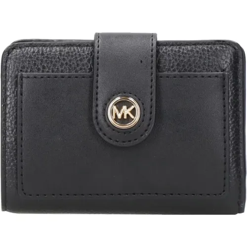 MK Charm Leder Geldbörse mit Logo Druckknopfverschluss , Damen, Größe: ONE Size - Michael Kors - Modalova