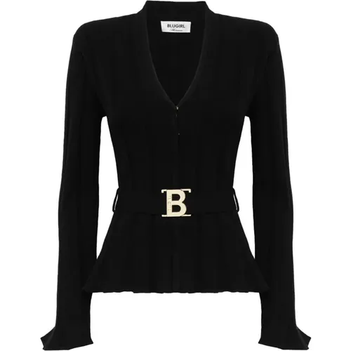 V-neck Cardigan with Belt , female, Sizes: M, L - Blugirl - Modalova