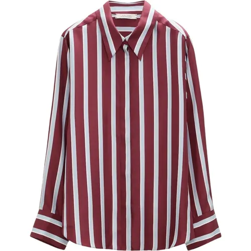 Striped Silk Shirt with Hidden Buttons , female, Sizes: L - dorothee schumacher - Modalova