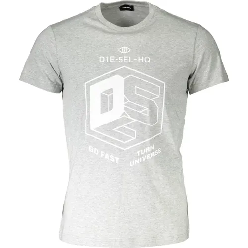 Stilvolles Graues Rundhals-T-Shirt - Diesel - Modalova