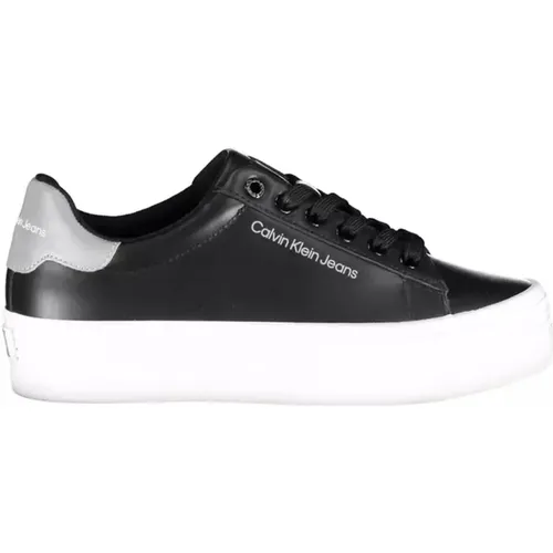 Schwarzer Polyester-Sneaker mit Kontrastdetails , Damen, Größe: 37 EU - Calvin Klein - Modalova