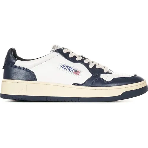 Blue Leather Low Top Sneakers , male, Sizes: 8 UK - Autry - Modalova