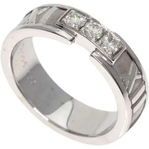 Silver White Gold Atlas Ring , female, Sizes: ONE SIZE - Tiffany & Co. Pre-owned - Modalova