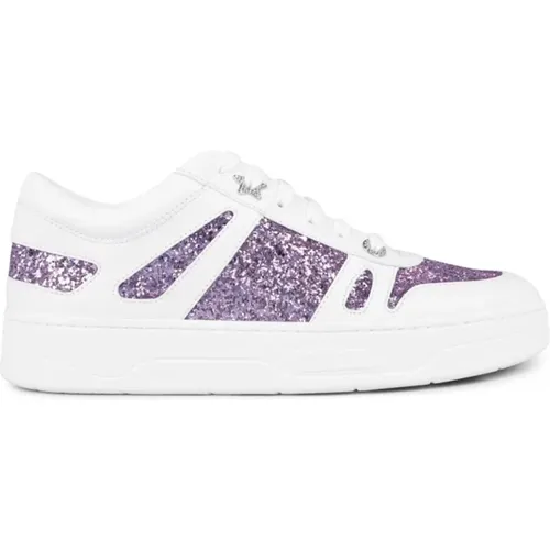 White/Pink Violet Glitter Sneakers , female, Sizes: 4 UK, 5 UK - Jimmy Choo - Modalova