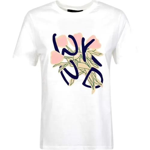 Weiße Baumwollprint T-Shirt , Damen, Größe: XS - Max Mara Weekend - Modalova