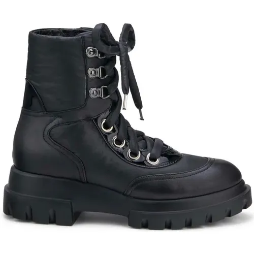 Schwarze Combat Ankle Boots , Damen, Größe: 37 EU - AGL - Modalova