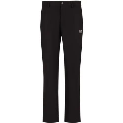 Schwarze Logo Print Hose Gerades Bein,Logo Multipocket Plain Sweatpants - Emporio Armani EA7 - Modalova