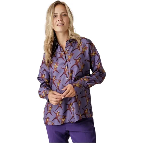 Lavender Print Blouse , female, Sizes: S, L, M - Odeeh - Modalova