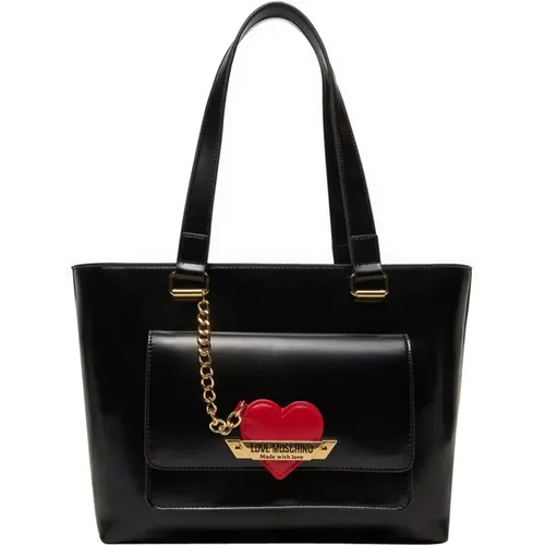 Shopper Bag with Zip Closure , female, Sizes: ONE SIZE - Love Moschino - Modalova