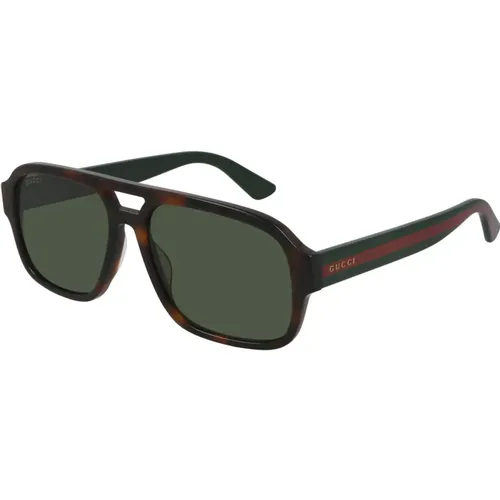 Stilvolle Sonnenbrille in Dark Havana/Green,Sunglasses - Gucci - Modalova