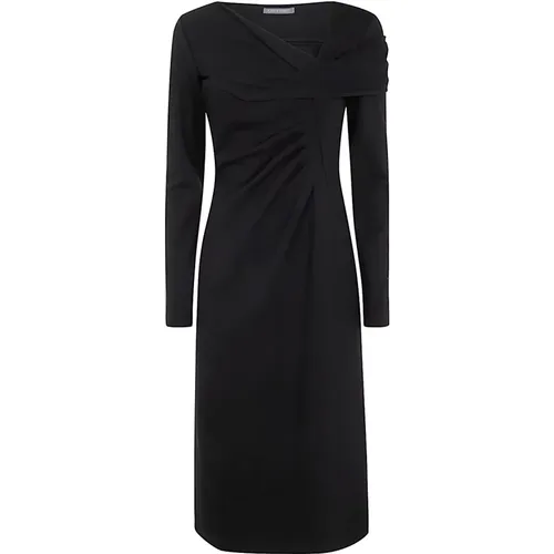 Schwarzes Milano Stitch Midi Kleid - alberta ferretti - Modalova