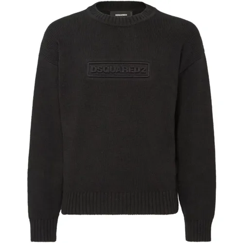 Schwarzer Logo-Strickpullover , Herren, Größe: L - Dsquared2 - Modalova