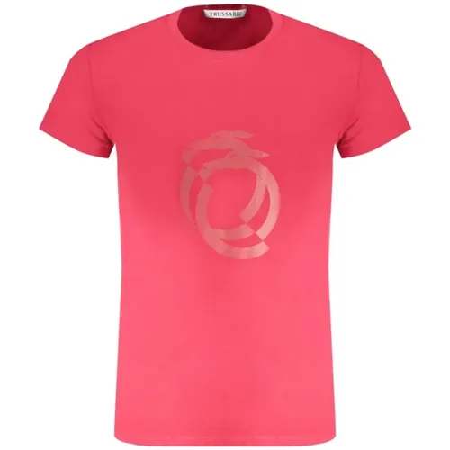 Druck Logo Rundhals T-Shirt , Damen, Größe: S - Trussardi - Modalova