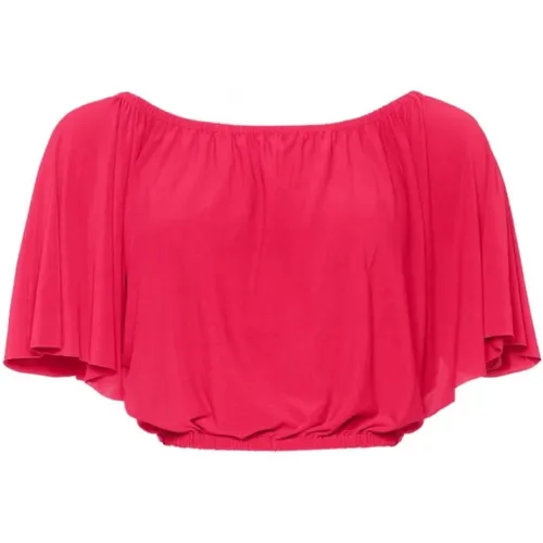 Solal Cropped Top - Coral Stretch Blouse , female, Sizes: M, S - Dolce & Gabbana - Modalova