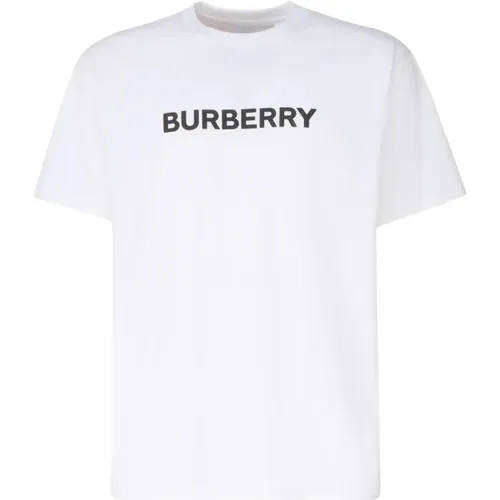 Weiße T-Shirts und Polos mit 98% Baumwolle 2% Elastan , Herren, Größe: M - Burberry - Modalova