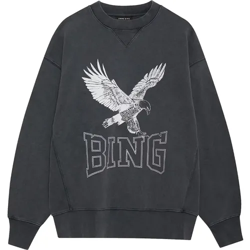 Cool Print Sweatshirt Schwarz Gewaschen , Damen, Größe: M - Anine Bing - Modalova