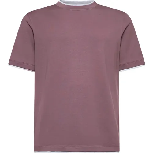 Herren Schwarzes Baumwoll-T-Shirt mit Rundhalsausschnitt - BRUNELLO CUCINELLI - Modalova