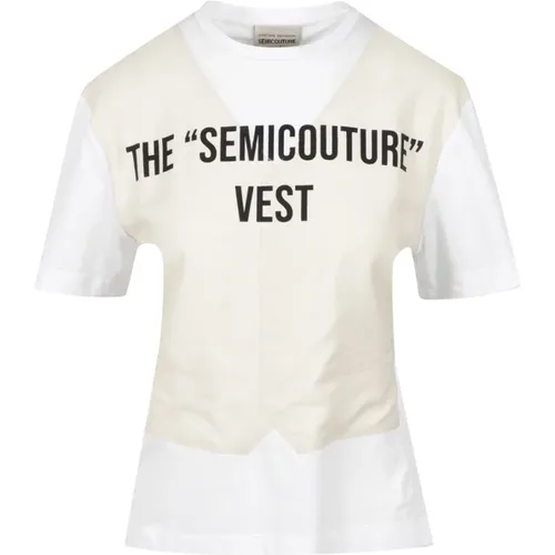 T-Shirt , Damen, Größe: S - Semicouture - Modalova