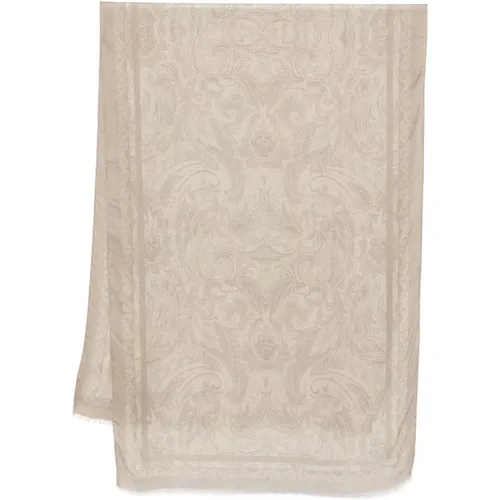 Printed Beige Cashmere Blend Scarf , male, Sizes: ONE SIZE - ETRO - Modalova