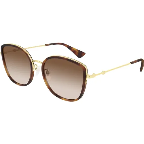 Stylish Sunglasses in Havana/ Shaded , female, Sizes: 56 MM - Gucci - Modalova