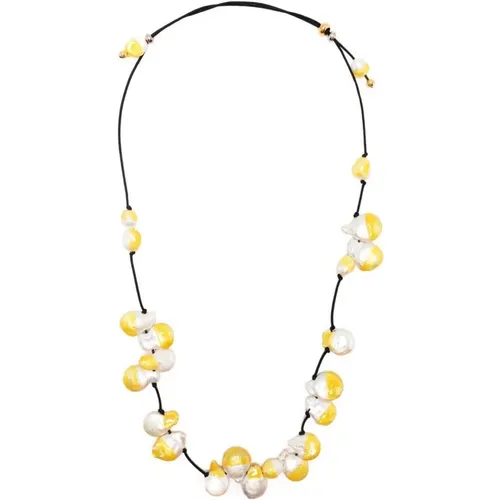 Gelbes Perlenhalsband , Damen, Größe: ONE Size - Panconesi - Modalova