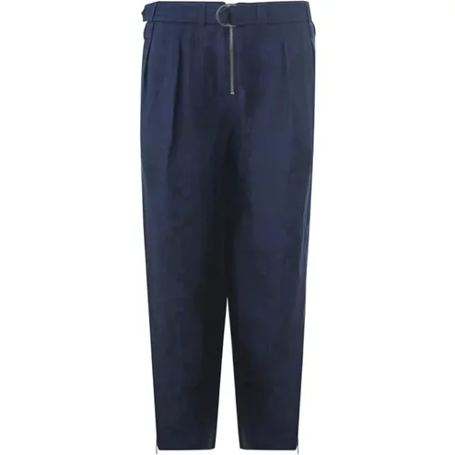 Relaxed Fit Linen Trousers with Belt , male, Sizes: XL, 2XL, L - Emporio Armani - Modalova