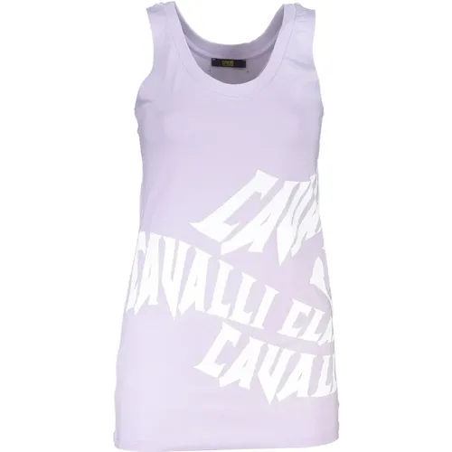 Lila Baumwoll Tank Top mit Druck , Damen, Größe: M - Cavalli Class - Modalova