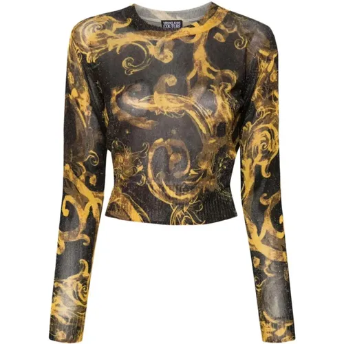 Black/Gold Watercolor Knitwear , female, Sizes: S - Versace Jeans Couture - Modalova