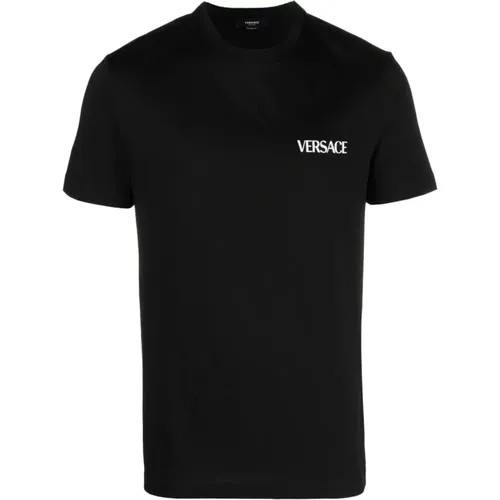 Schwarzes Logo Print T-Shirt von , Herren, Größe: S - Versace - Modalova