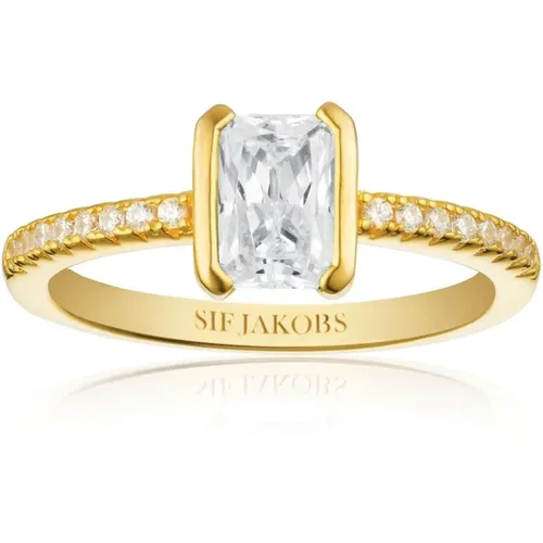 Silberner Goldplattierter Ring mit Zirkonias , Damen, Größe: 56 MM - Sif Jakobs Jewellery - Modalova