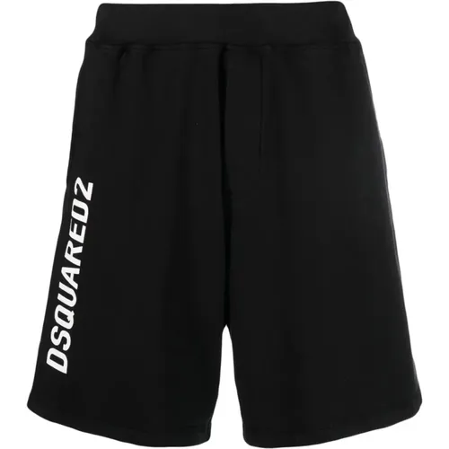 Schwarze Baumwoll-Casual-Shorts für Männer - Dsquared2 - Modalova