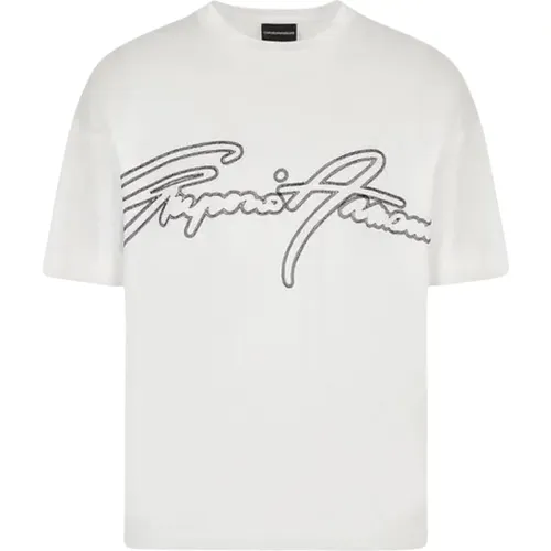 Herren T-Shirt mit gesticktem Logo - Emporio Armani - Modalova