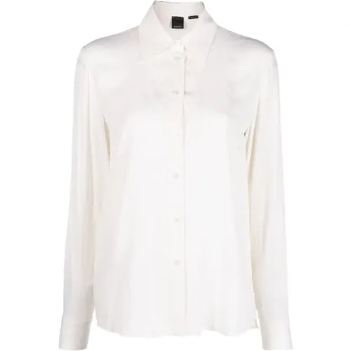 Silk Jacquard Logo Shirt , female, Sizes: XS, L, S - pinko - Modalova