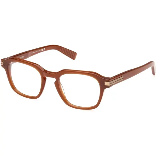 Leichtbraune Brillenfassungen Ez5282 , unisex, Größe: 50 MM - Ermenegildo Zegna - Modalova