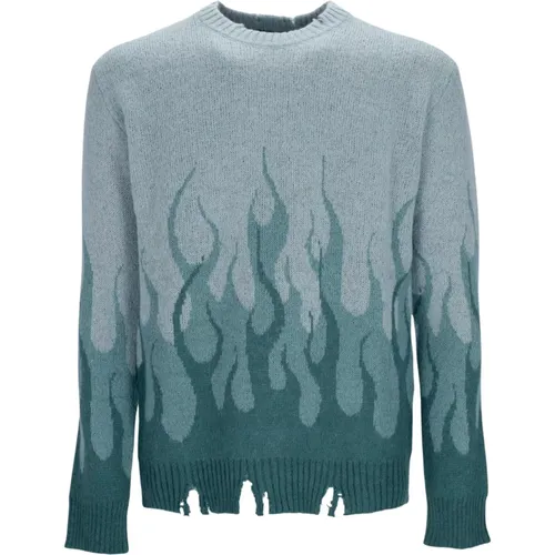 Flames Oversize Crew Neck Sweater , male, Sizes: XL - Vision OF Super - Modalova