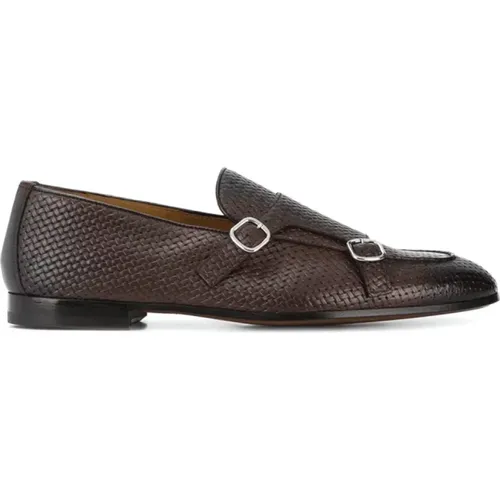 Mejczyczy Double Buckle Dark Leather Shoes , male, Sizes: 8 UK, 7 UK - Doucal's - Modalova