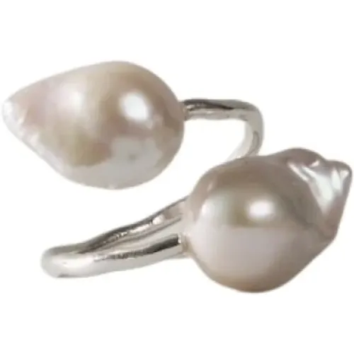 Tahiti Silber Perlenring , Damen, Größe: ONE Size - Malababa - Modalova