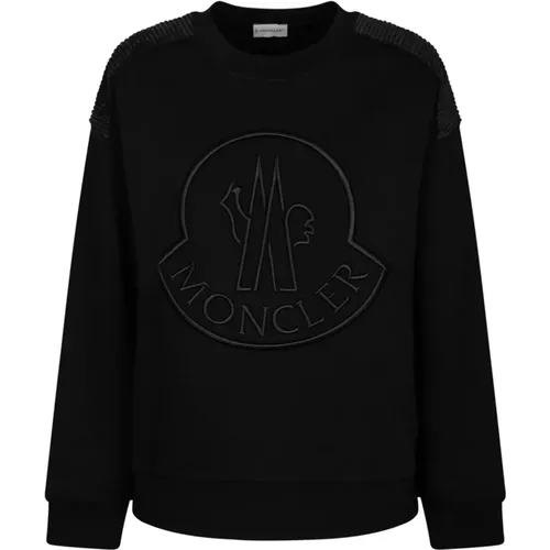 Schwarzer Logo Patch Sweatshirt , Damen, Größe: XS - Moncler - Modalova