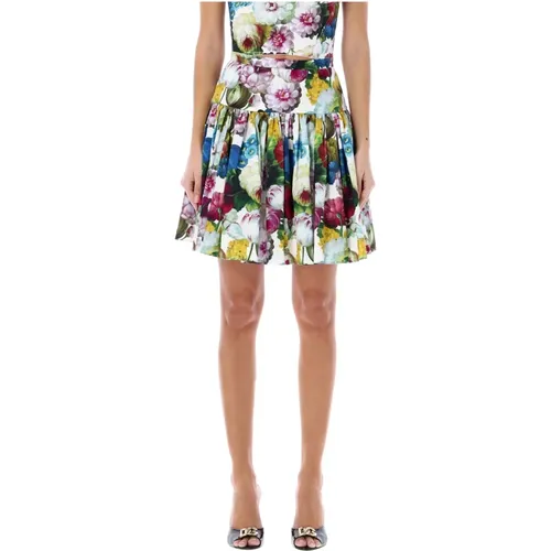 Night Blossom Mini Skirt , female, Sizes: S, XS - Dolce & Gabbana - Modalova