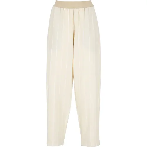 Striped Cotton Elastic Waist Pants , female, Sizes: S, M - UMA Wang - Modalova