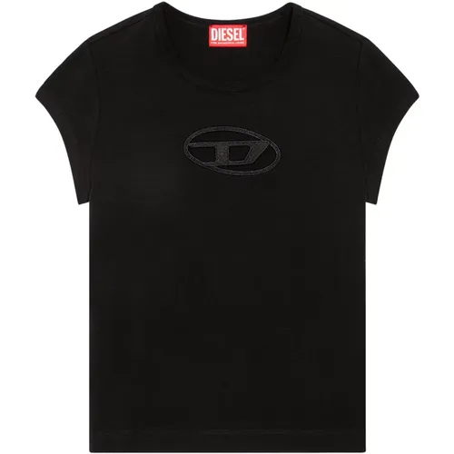 T-Shirt mit Peekaboo-Logo , Damen, Größe: S - Diesel - Modalova