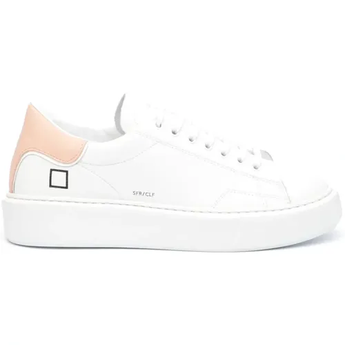 Weiße Rosa Leder Sneakers , Damen, Größe: 40 EU - D.a.t.e. - Modalova