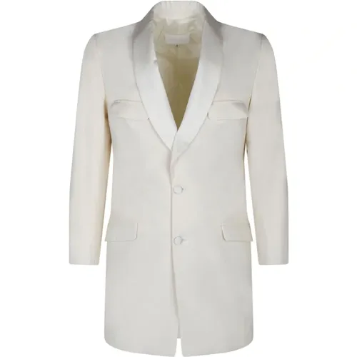 Cream White Wool-Silk Blazer , female, Sizes: S, XS - Maison Margiela - Modalova