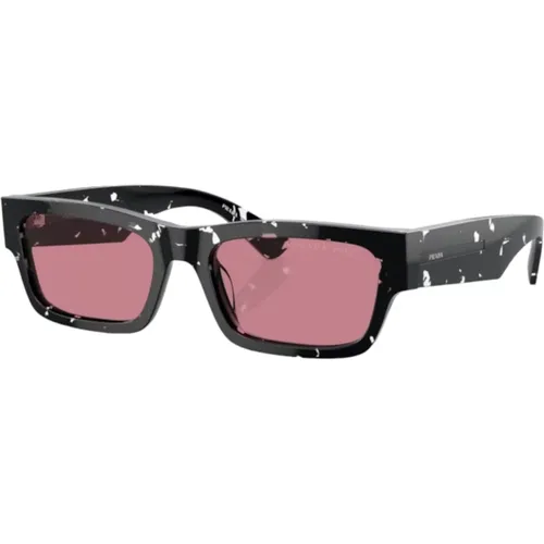 Rectangular Sunglasses Red/Crystal Polarized , male, Sizes: 56 MM - Prada - Modalova