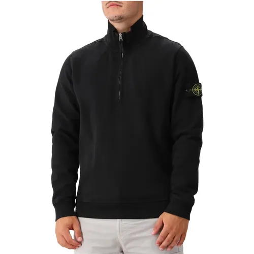 Schwarzer Baumwollfleece Pullover - Stone Island - Modalova