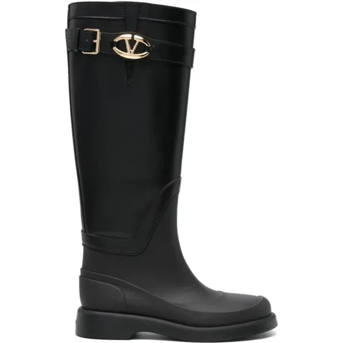 Leather Knee-Length Boots , female, Sizes: 4 UK, 7 UK, 6 UK, 3 UK, 5 UK - Valentino Garavani - Modalova