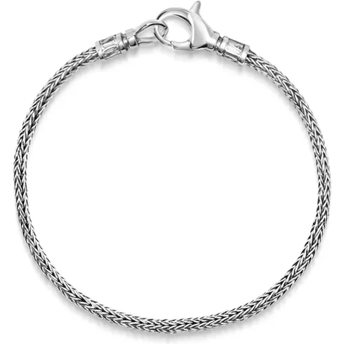 Men's Sterling Silver Woven Rope Chain Bracelet , male, Sizes: M, L, XL - Nialaya - Modalova